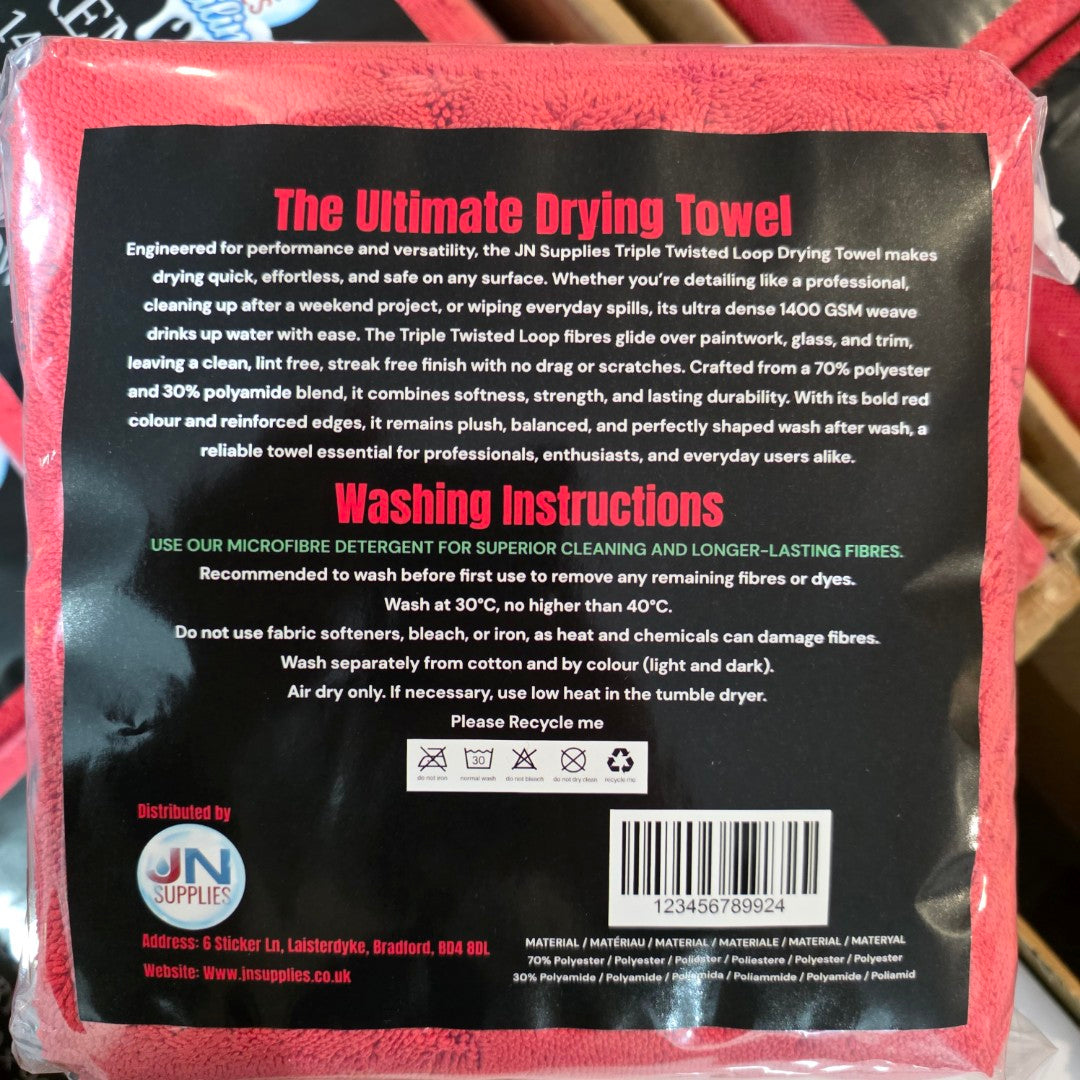 1400 GSM Microfiber Triple Twisted Loop Drying Towel XL Dual Sided
