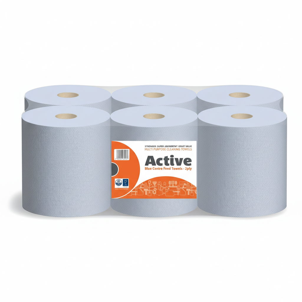Active Centrefeed Blue Rolls 60M 6 Pack