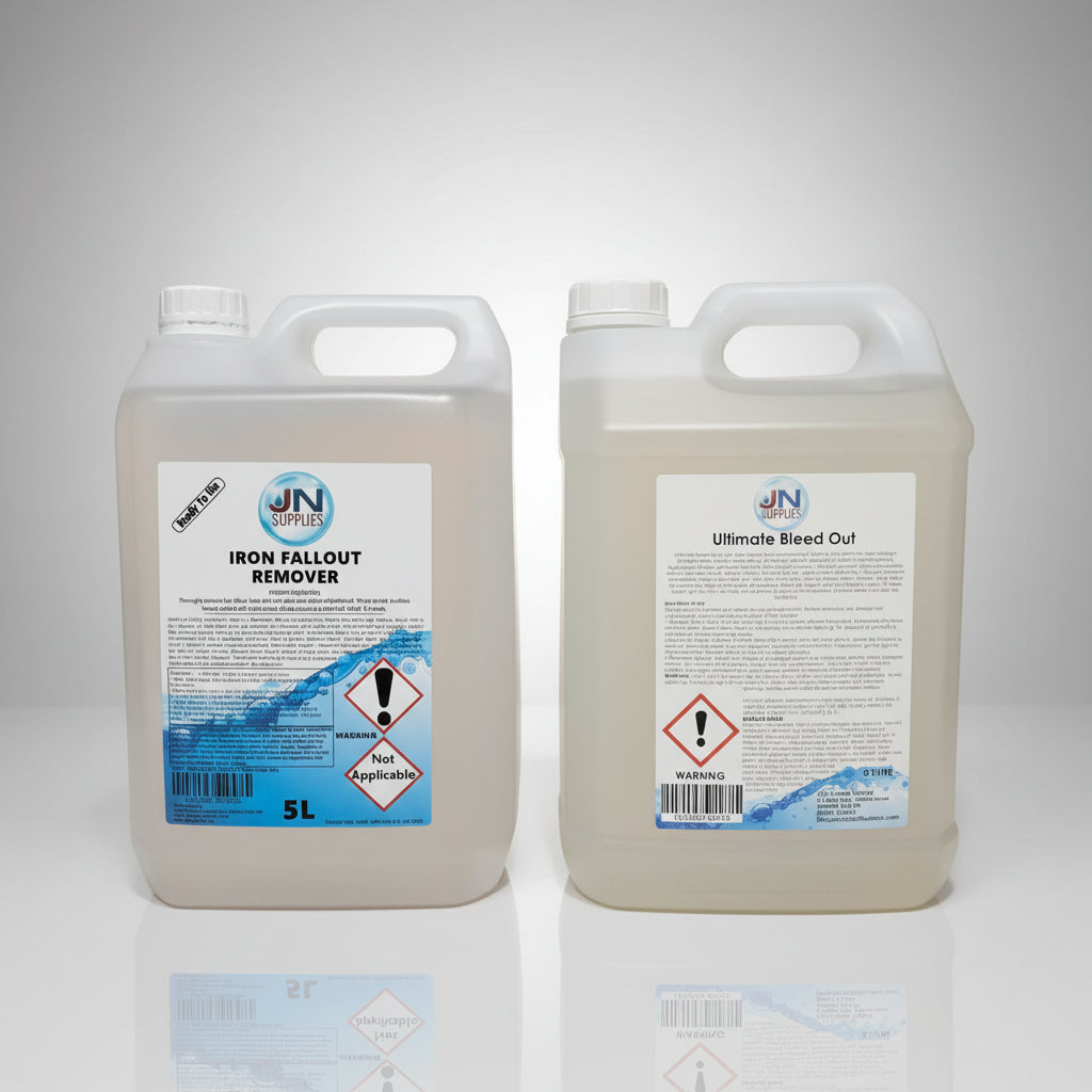 Bottle of JN Supplies iron fallout remover for car paint and wheels  
