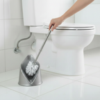 Toilet Brush With Holder Set Silver