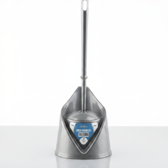 Toilet Brush With Holder Set Silver