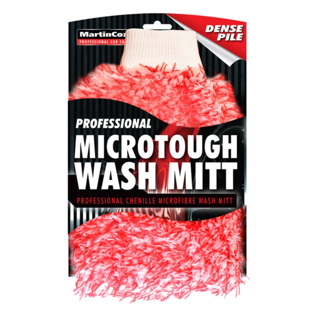 Micro Tough Red & White Chenille Wash Mitt - Martin Cox
